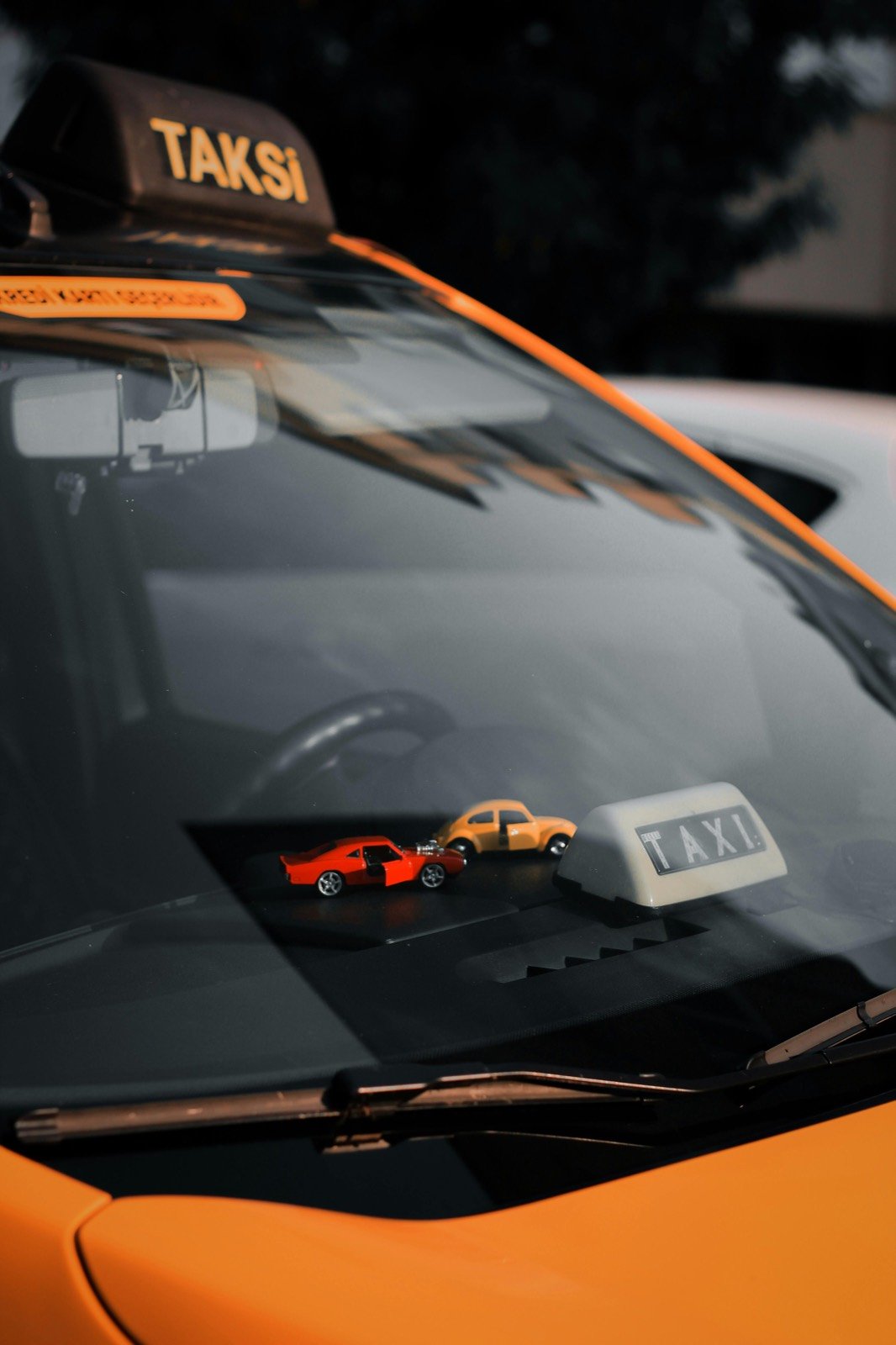 Taxi sign on a car